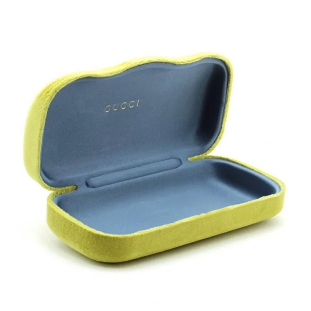 GUCCI Hard Clamshell Replacement Eyeglass Case Lime Green Velour Sunglasses Case